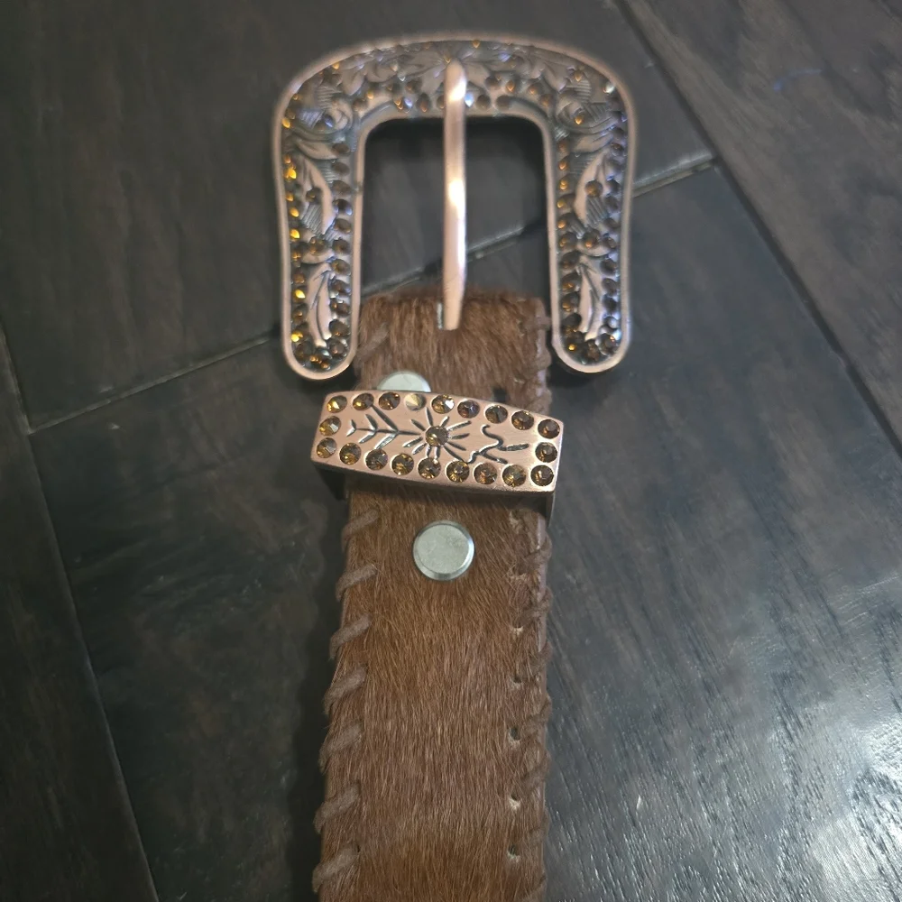 Brown Belt with Turquoise Accents M.L - Picture 7 of 8